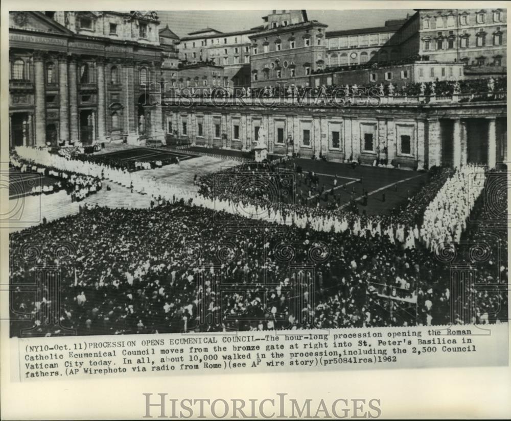 1962 Press Photo Hour-long procession opening Roman Catholic Ecumenical Council