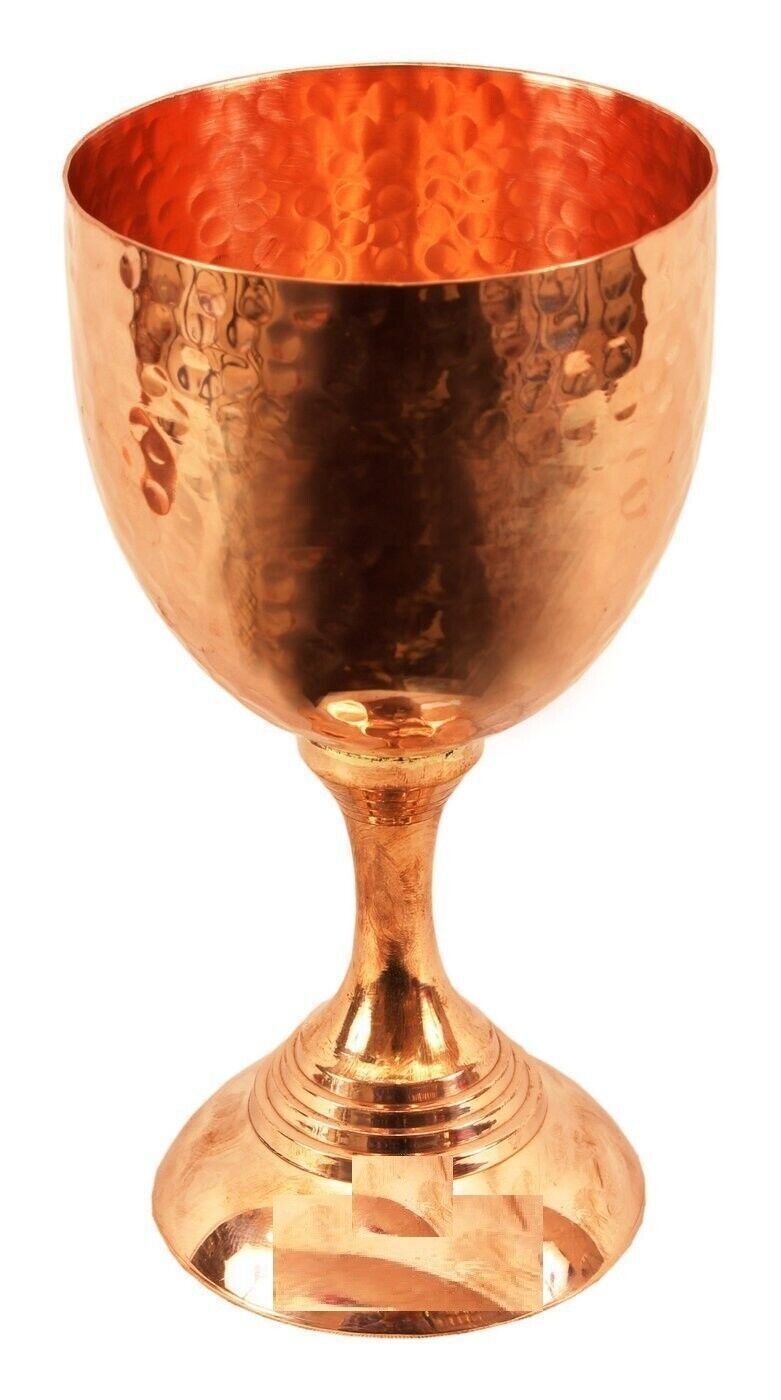 Hammered Flute Design Copper Wine Goblet Glass 250 ML