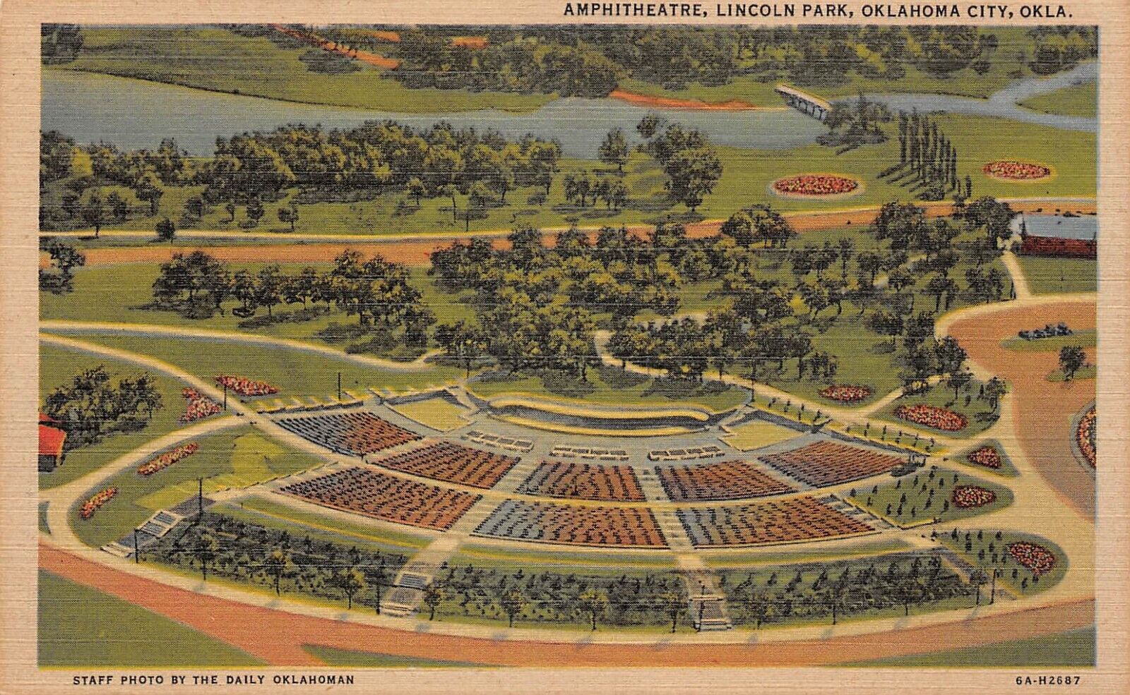 Amphitheatre Lincoln Park Oklahoma City OK 1948 Linen Postcard