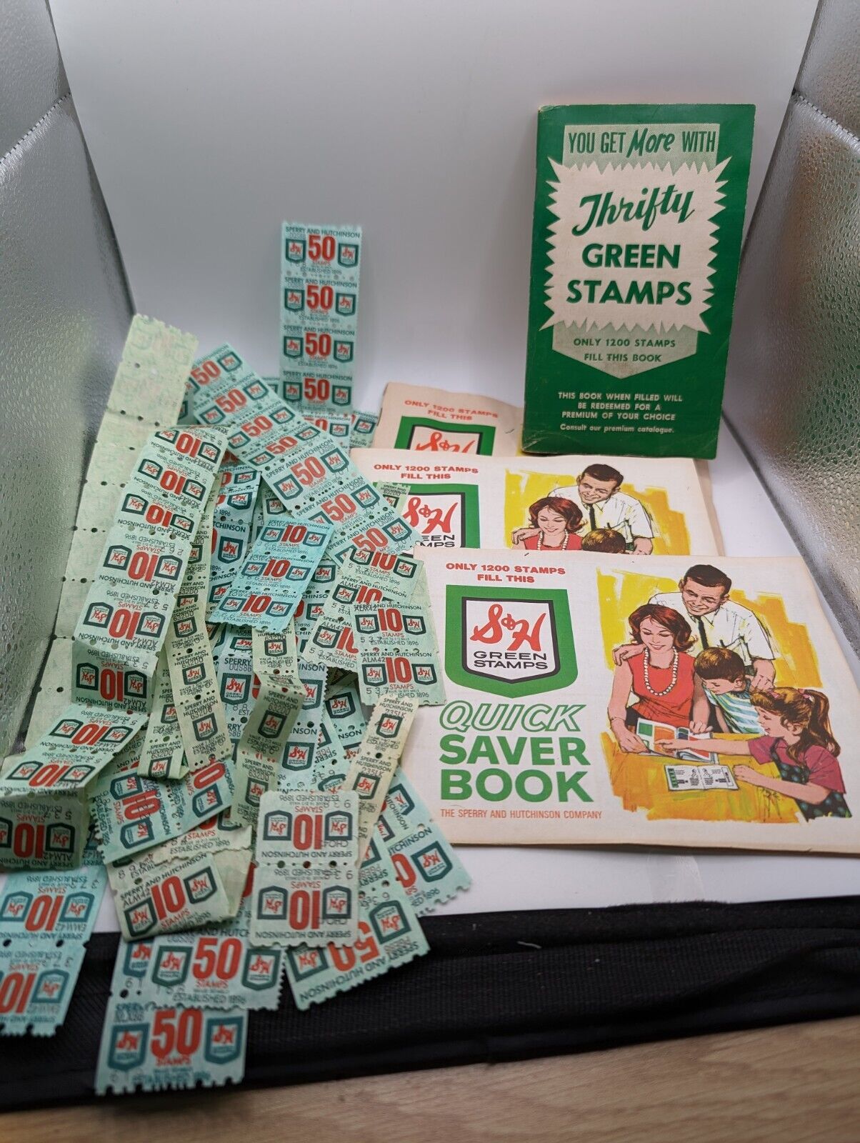 Vintage Lot S&H Green Stamps Quick Saver Books Thrifty Green Stamp Book 