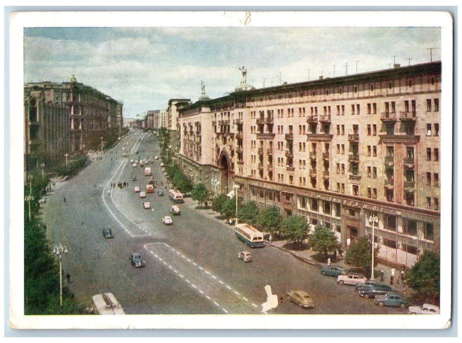 Moscow Russia Postcard Gorky Street The U.S.S.R. 1961 Posted Vintage