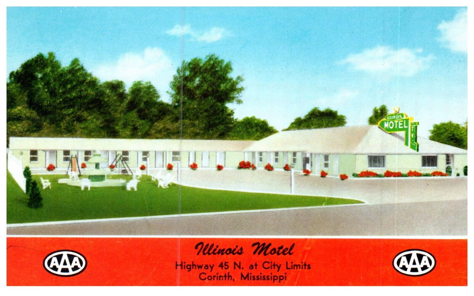 Illinois Motel Corinth, MS Mississippi Hotel Motel Advertising Vintage Postcard