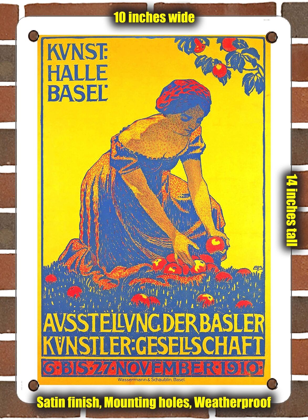 METAL SIGN - 1910 Exhibition of the Basel Society of Artists - 10x14 Inches