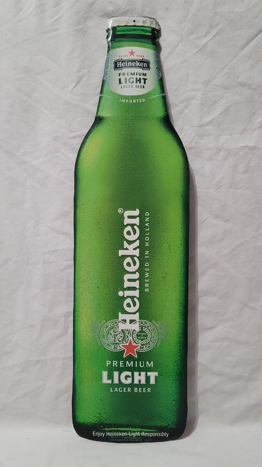 Heineken Metal Sign Light Beer Bottle Tin 25x7 Man Cave Advertising 2006 Holland