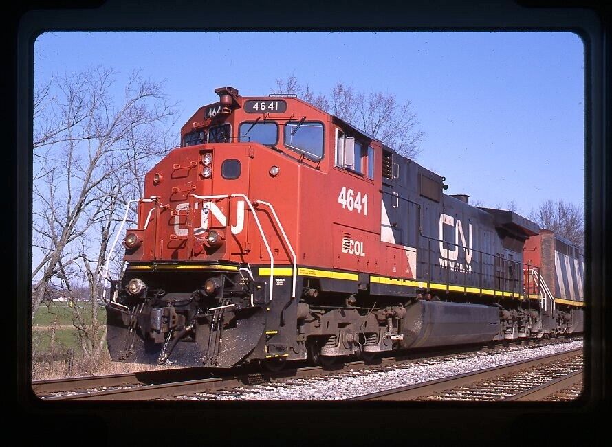 Original Railroad Slide CN(BCOL) Canadian National 4641 C44-9W at Kegley, IL