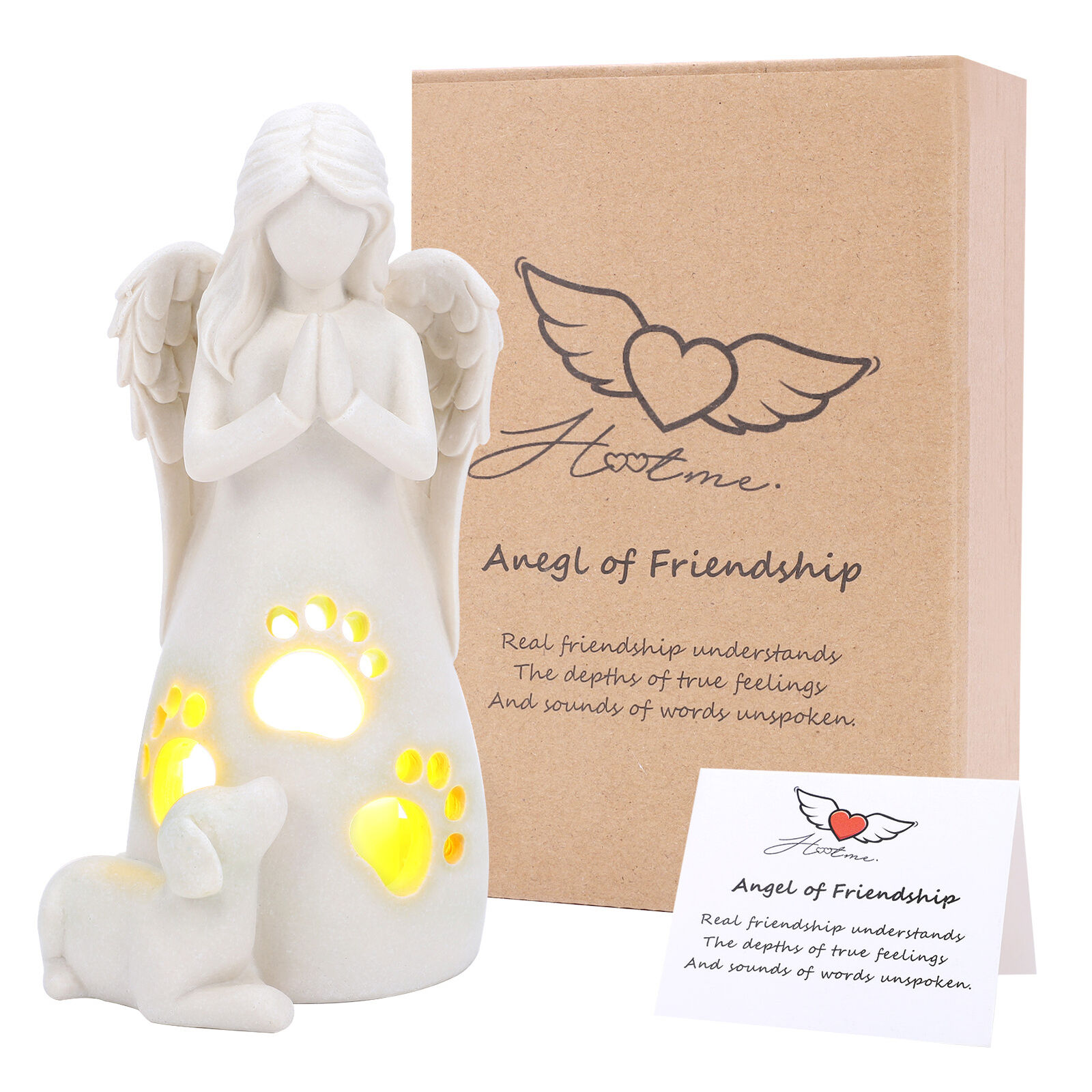 Dog Angel Figurine Candler Holder Statue of Friendship Pet Dog Memorial Gift