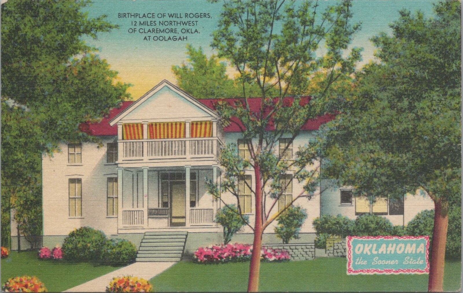 Postcard Birthplace Will Rogers Claremore OK at Oolagah 