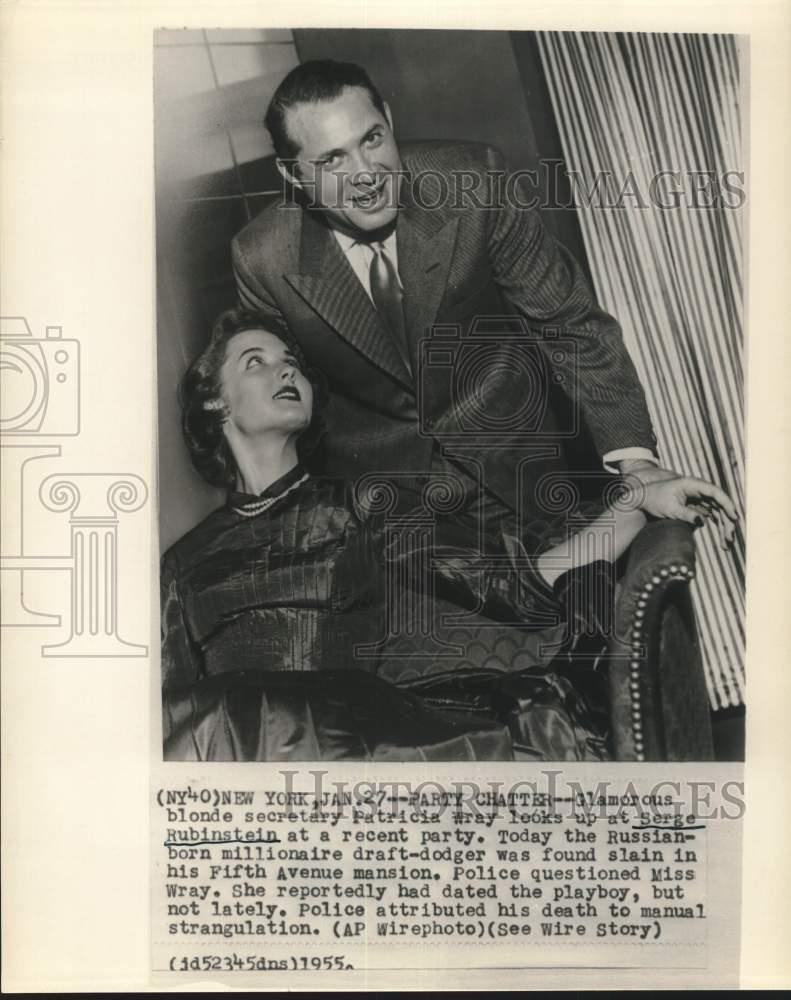 1955 Press Photo Millionaire Serge Rubinstein with Patricia Wray, New York