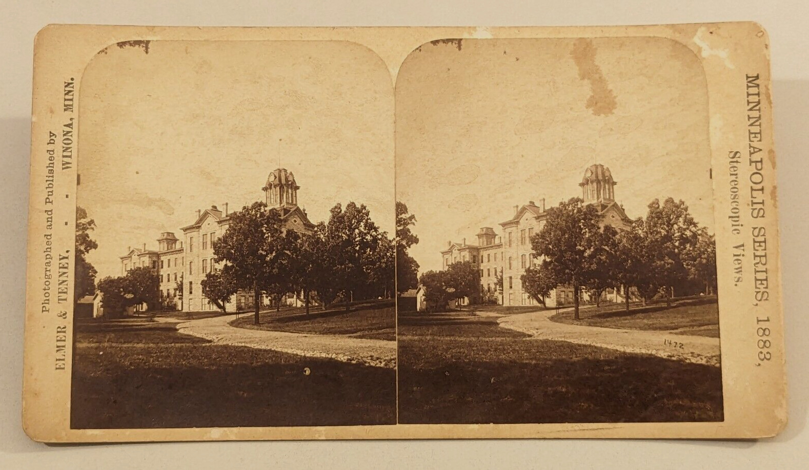 1883 Minnesota State University Stereoview Photo Elmer & Tenney Minneapolis