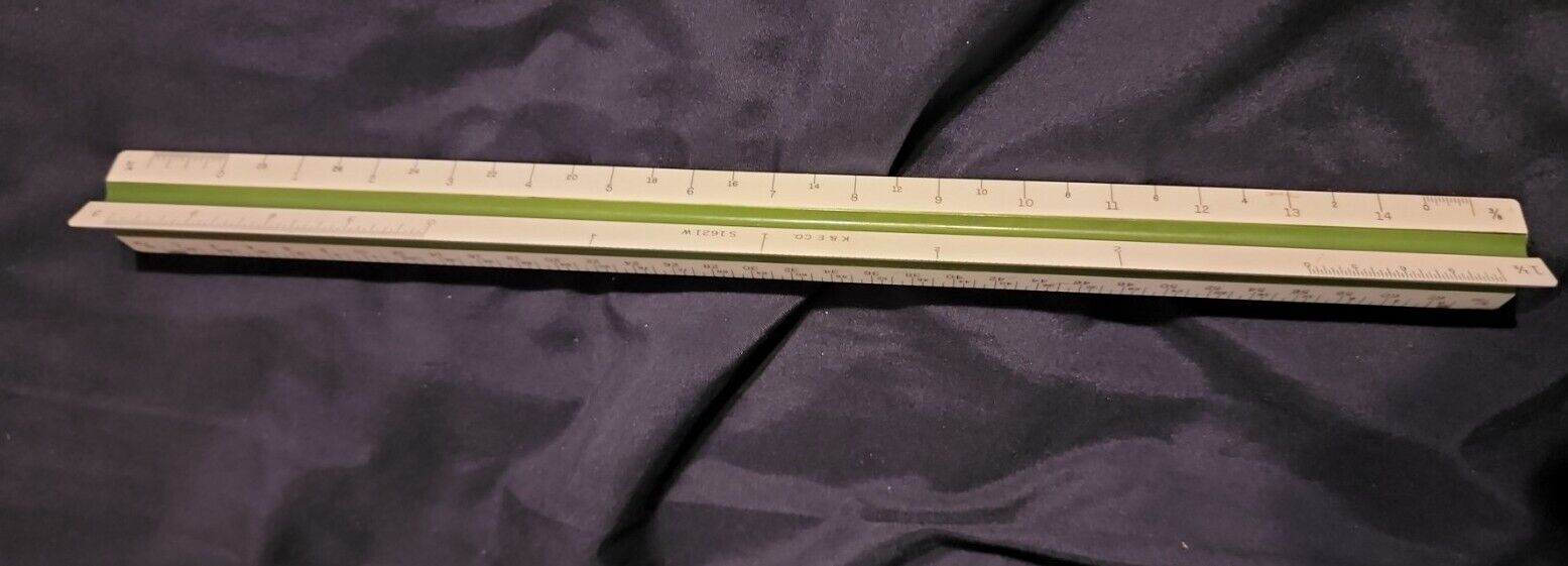 Vintage K&E Keuffel Esser Triangular Scale Ruler S1621W 12”L 