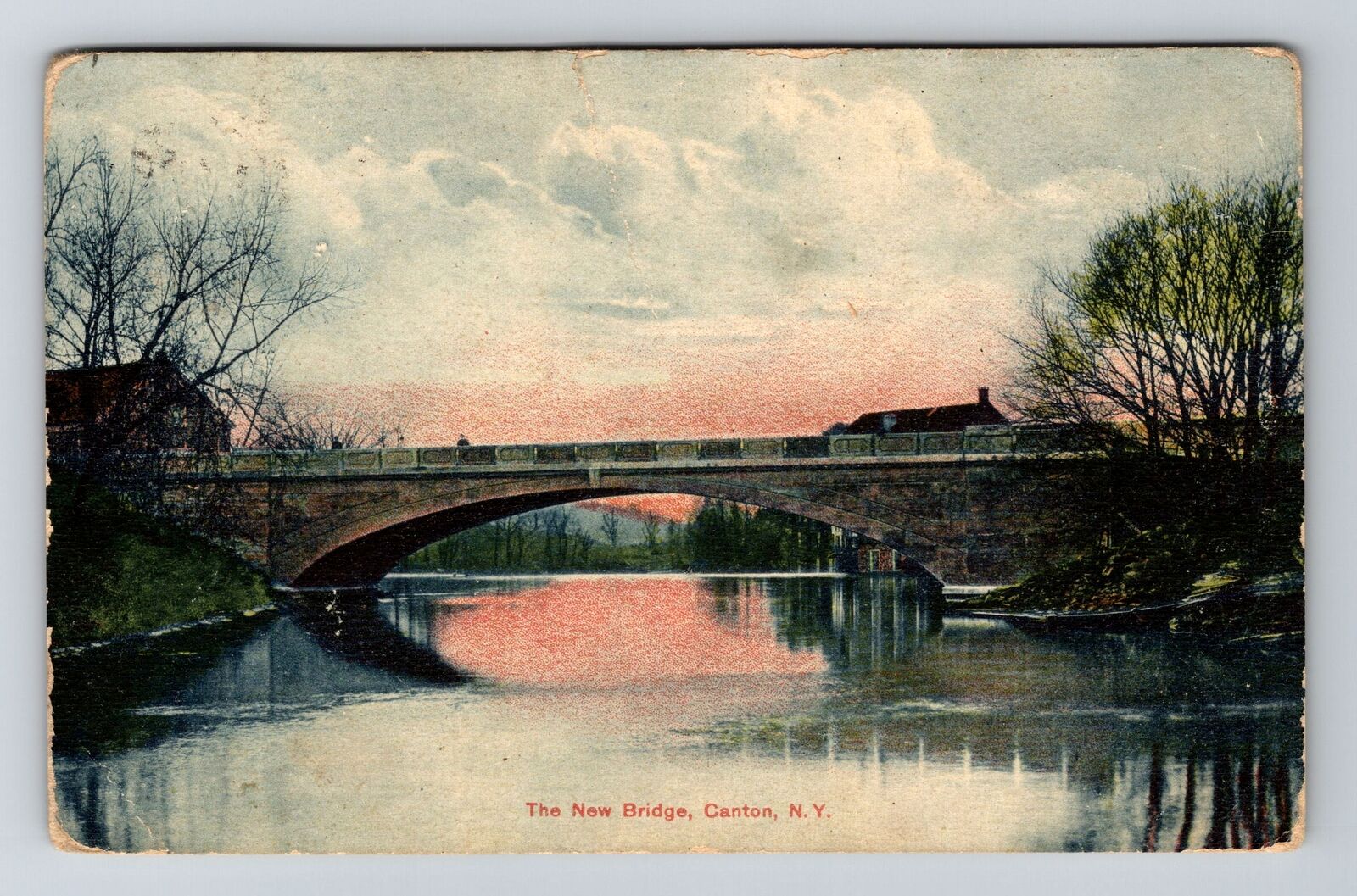 Canton NY-New York, The New Bridge, Antique Vintage Souvenir Postcard