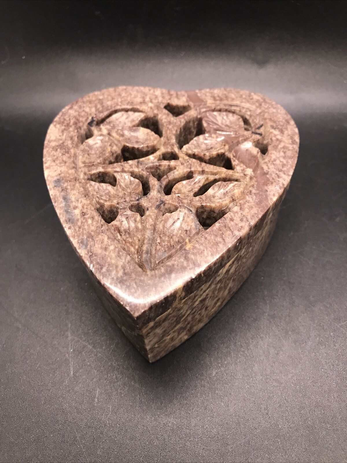 Vintage Stone HEART SHAPED TRINKET BOX  Made in India