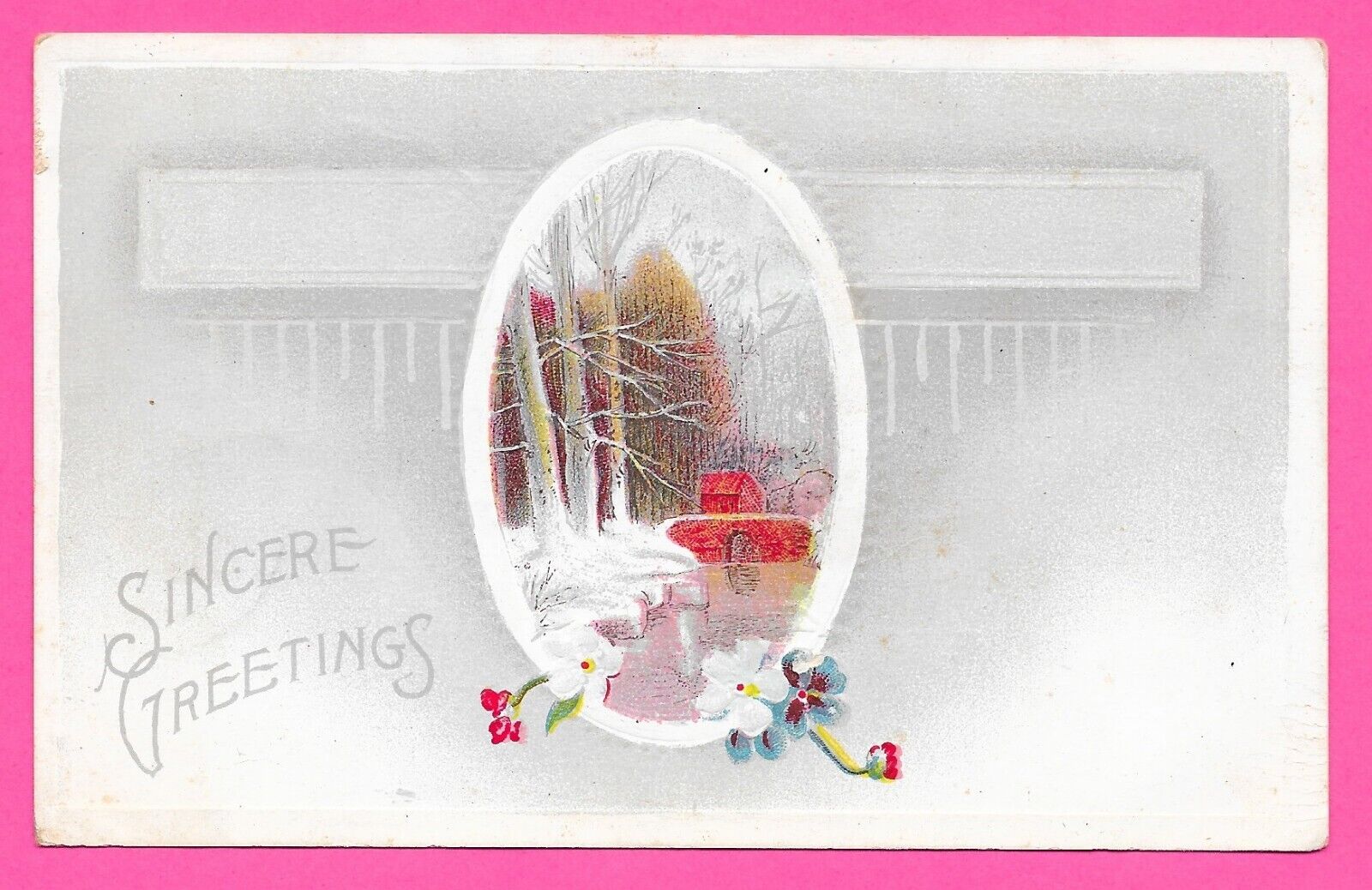 Sincere Greetings with Winter Scene - Posted 1911 Central SC - Post Card