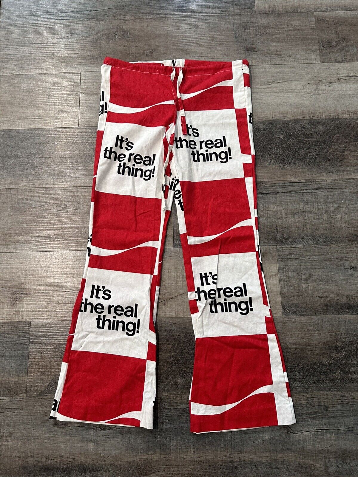 Coca Cola Beach Pants Drawstring Flare Vintage 70s The Real Thing READ FOR SIZE