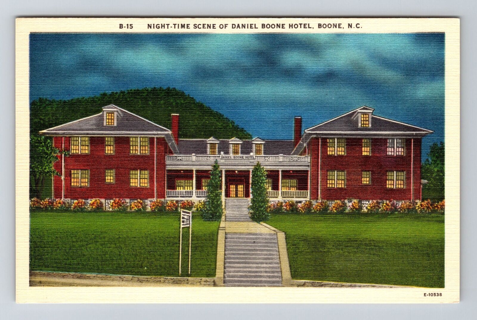 Boone NC-North Carolina, Night Scene Daniel Boone Hotel Vintage Postcard