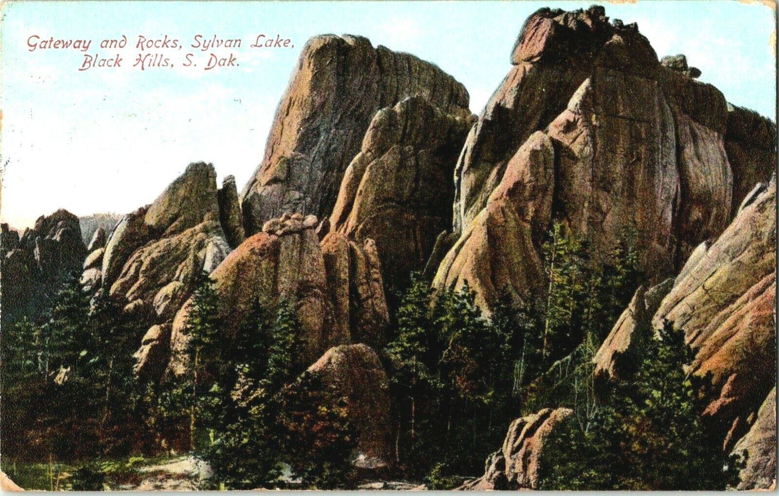 Postcard 1913 Gateway and Rocks Sylvan Lake Black Hills South Dakota A44