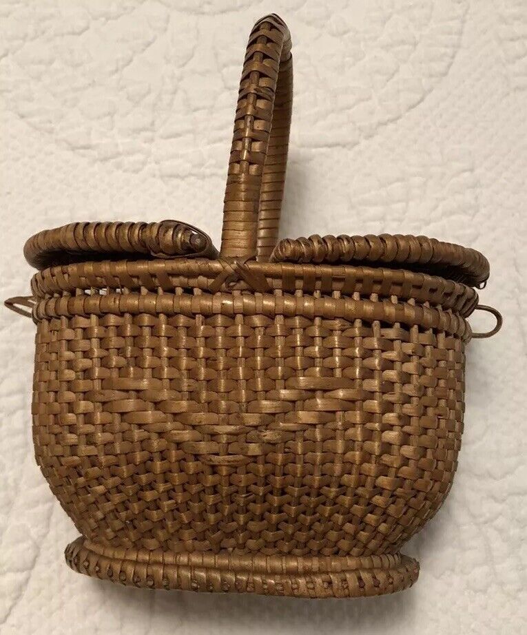 Antique French Miniature Wicker Basket 5 1/2” Miniature Basket French Basket NM+