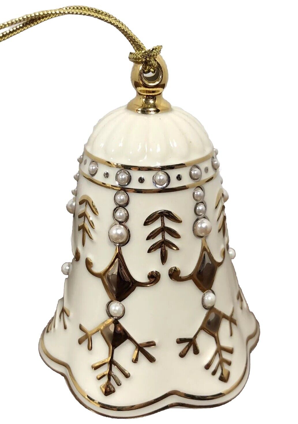 Lenox Florentine & Pearl Bell Christmas Ornament In Original Box Beautiful