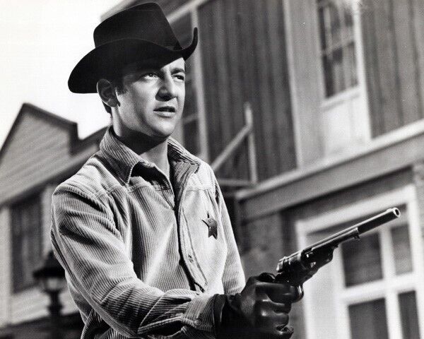 Bobby Darins as Sheriff aims pistol 1967 Gunfight in Abilene 8x10 inch photo