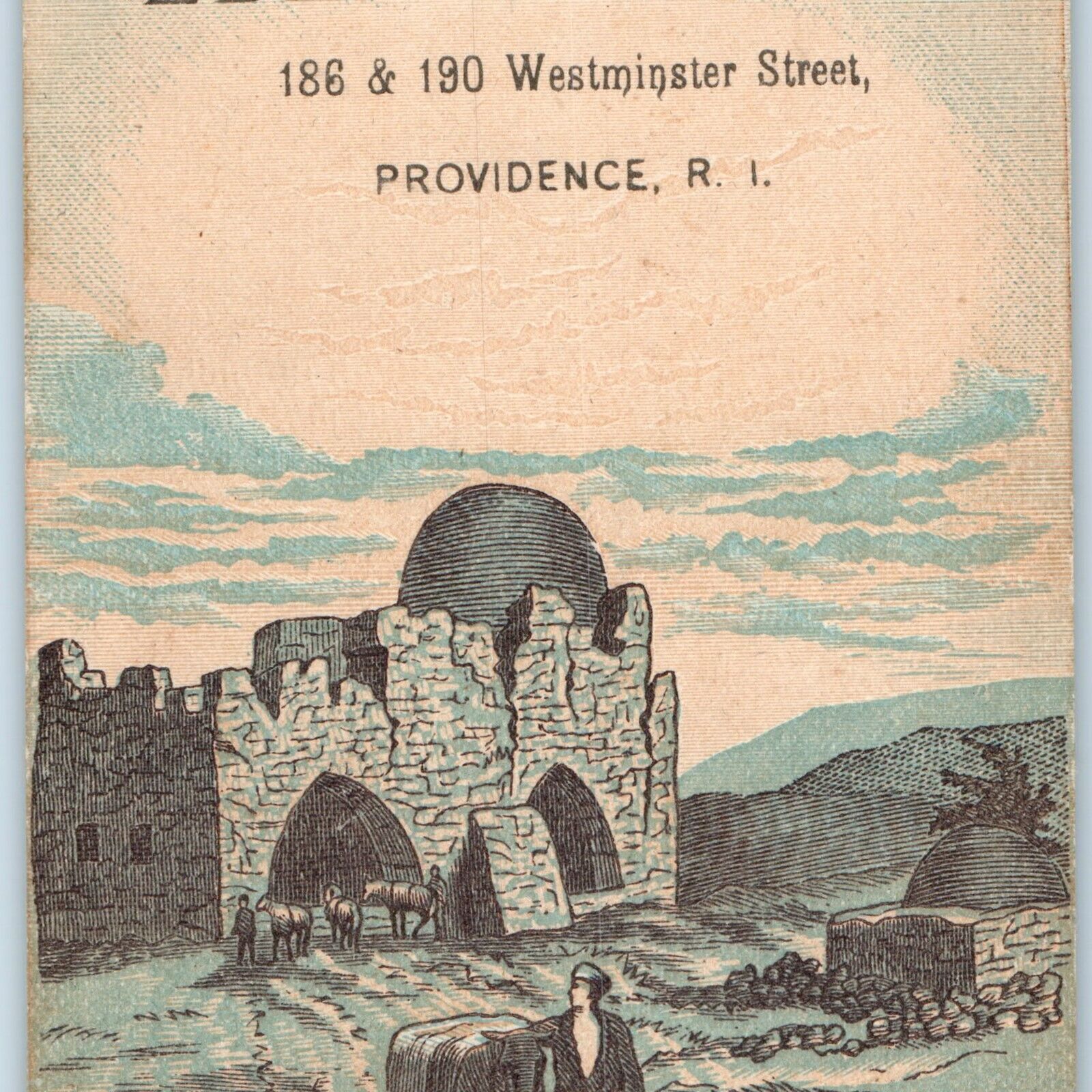 c1880s Providence Holy Land Ancient Temple Ruins Dome Trade Card Eben Beane C28