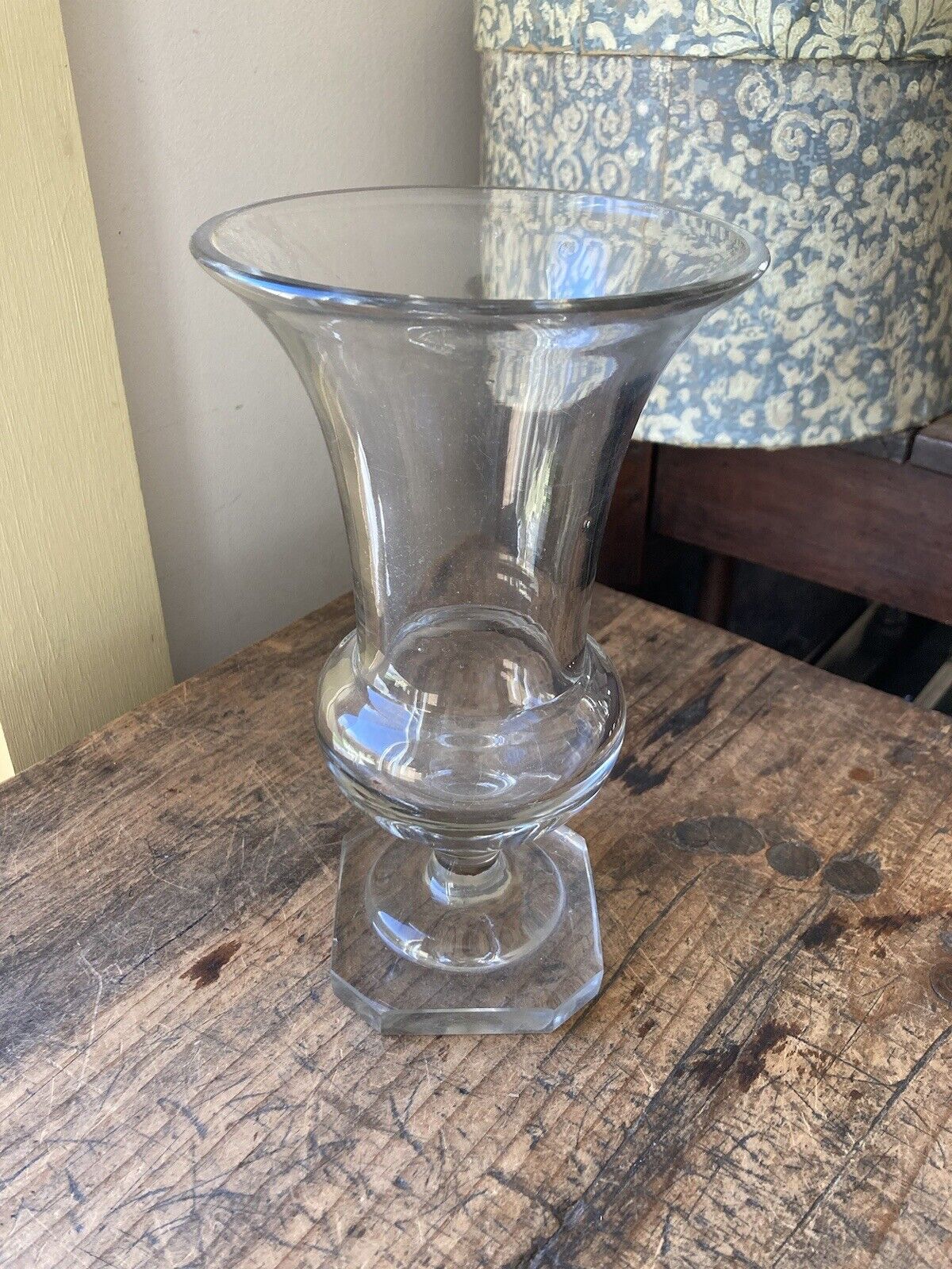 *Antique glass Apothecary Jar 19th c hand BLOWN open pontil beautiful vase