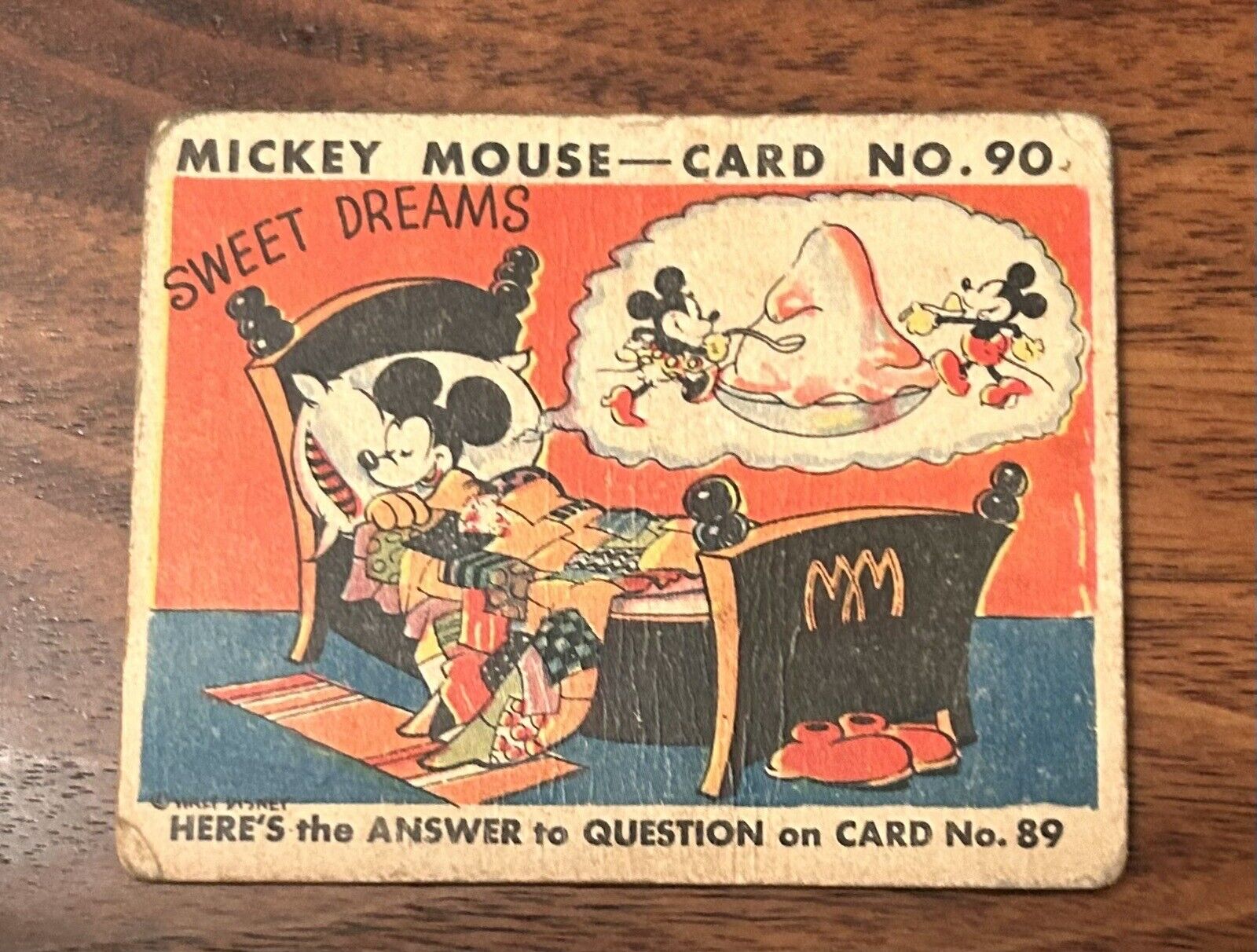 1935 R89 Mickey Mouse Gum #90 “Sweet Dreams\