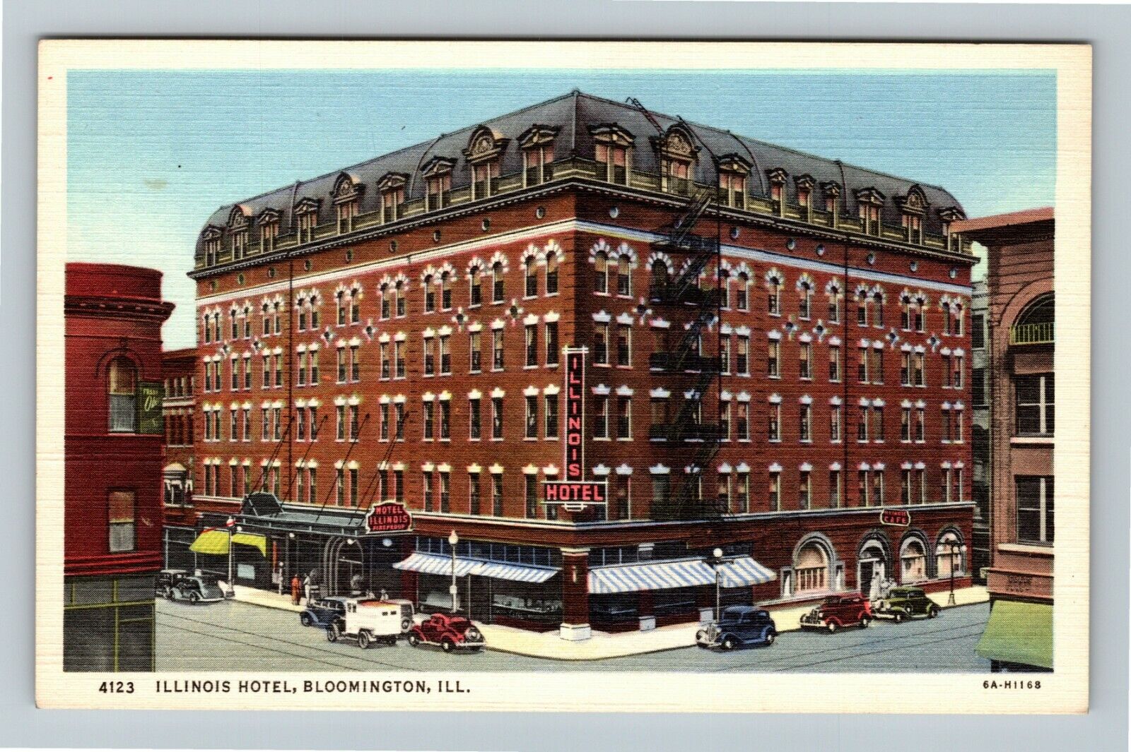 Bloomington IL-Illinois, Illinois Hotel Antique Vintage Souvenir Postcard