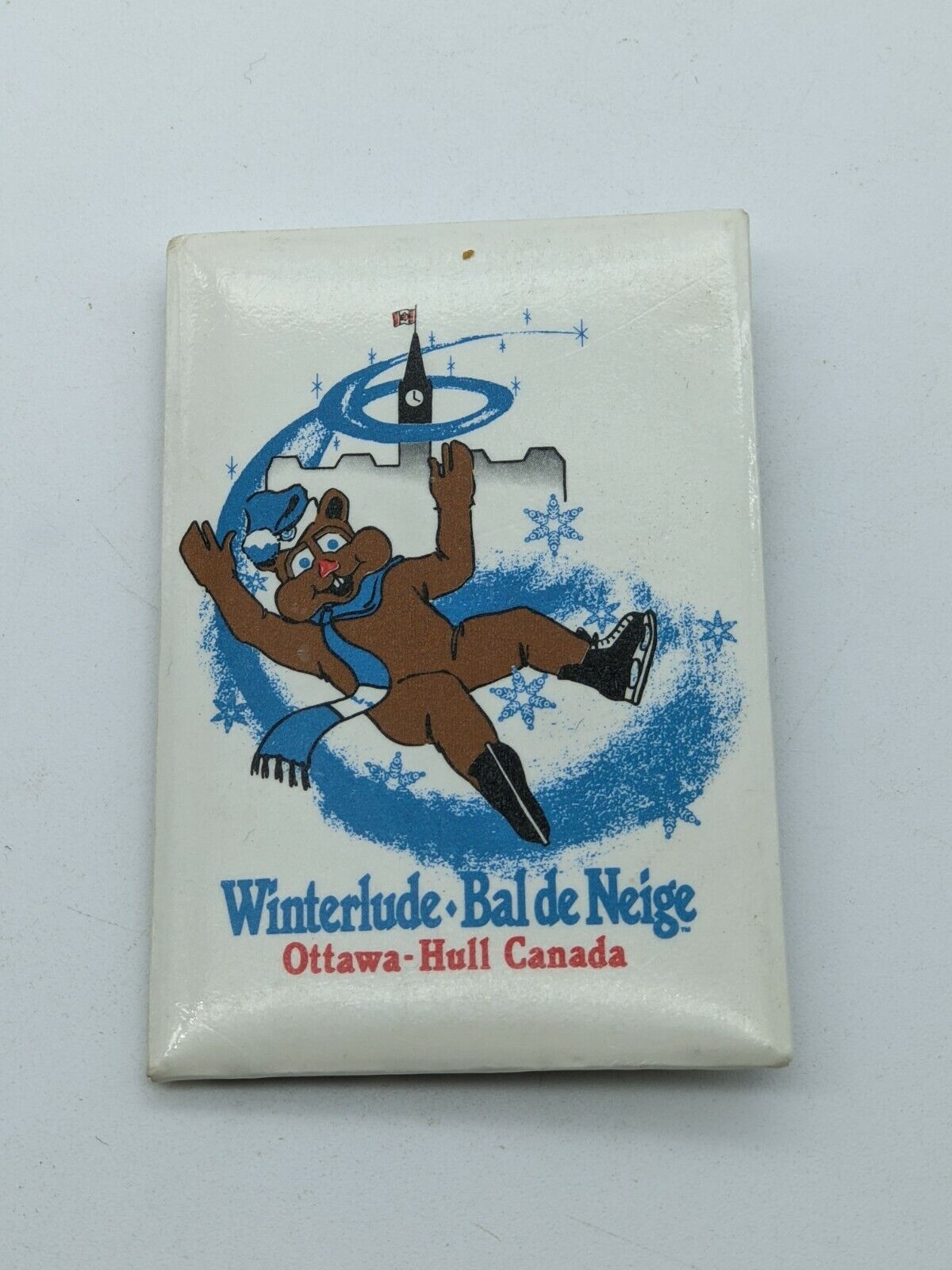 Vintage Winterlude Bal De Neige Pinback Button Ottawa Hull Canada Souvenir