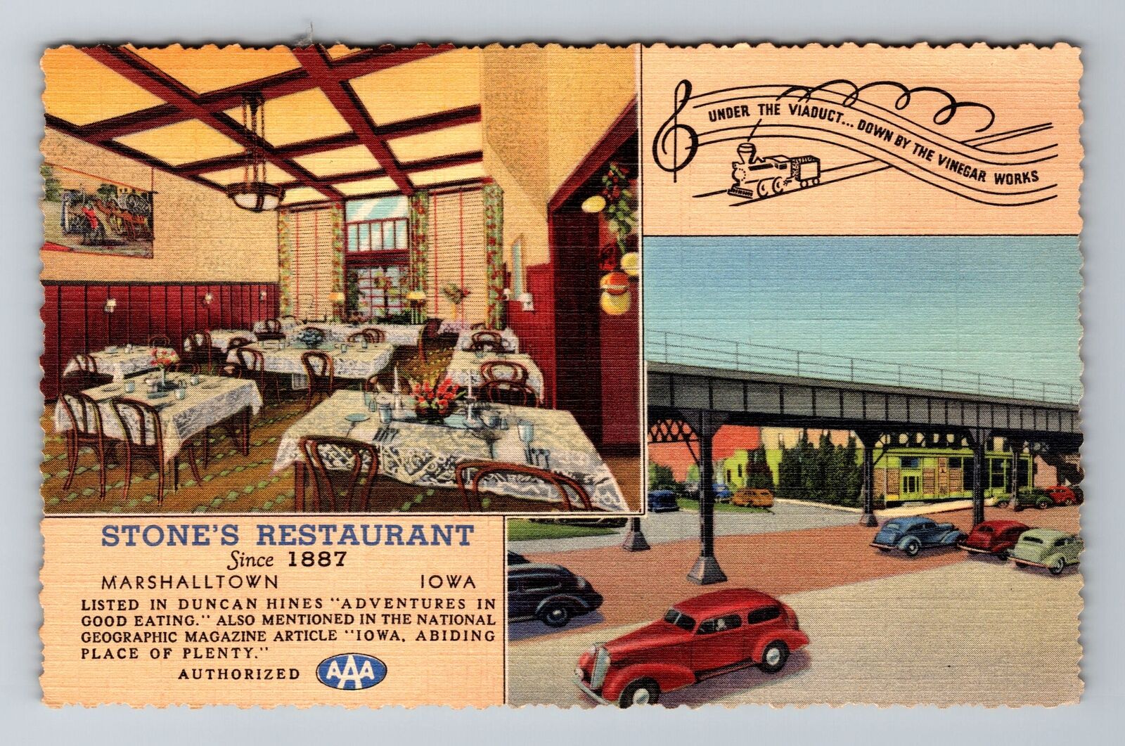 Marshalltown IA-Iowa, Stone's Restaurant, Advertising, Antique Vintage Postcard