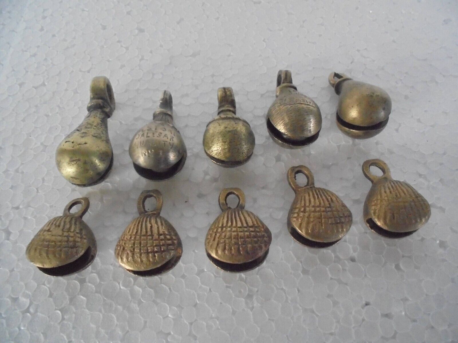 10 Pc Vintage Brass Handcrafted Engraved Round Shape Cow Bells