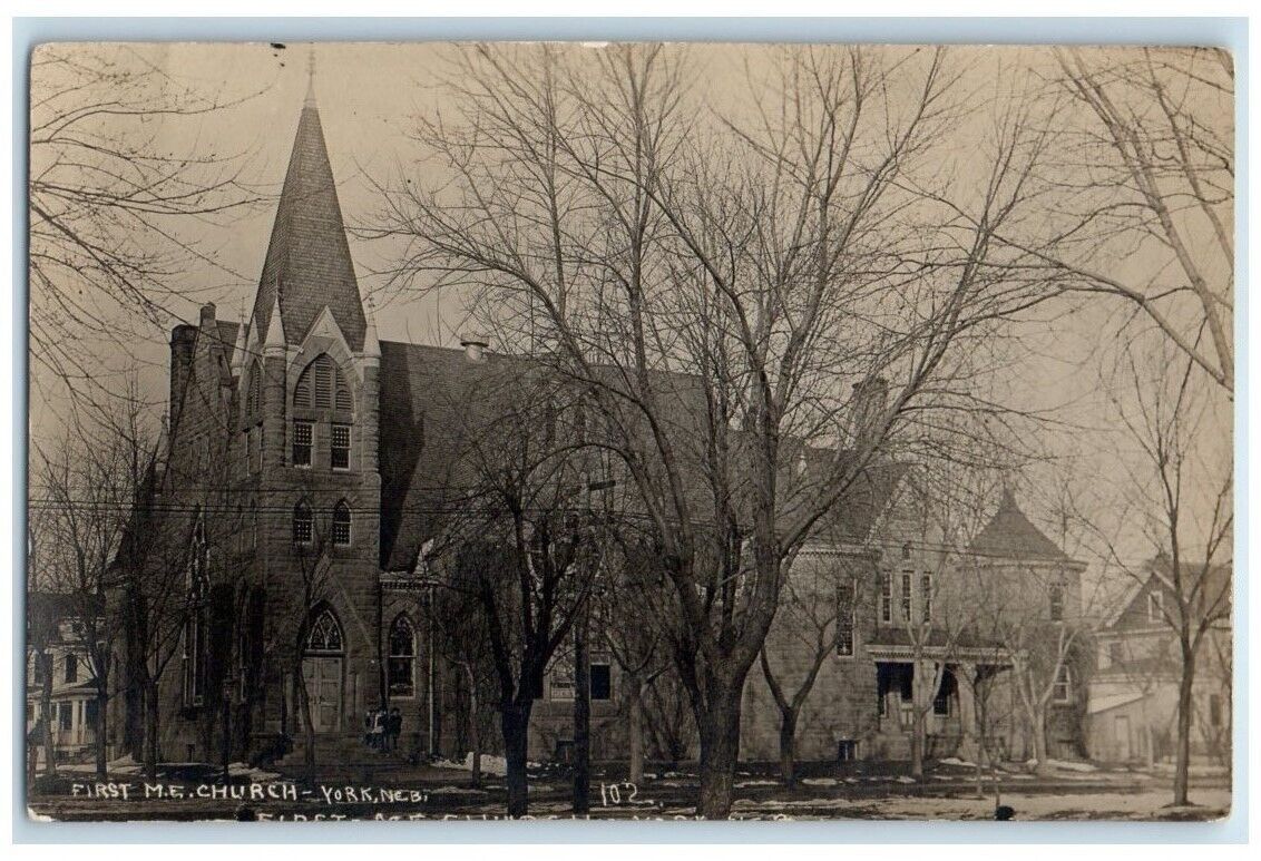 c1910\'s First Methodist Episcopal Church View York NE RPPC Photo Postcard