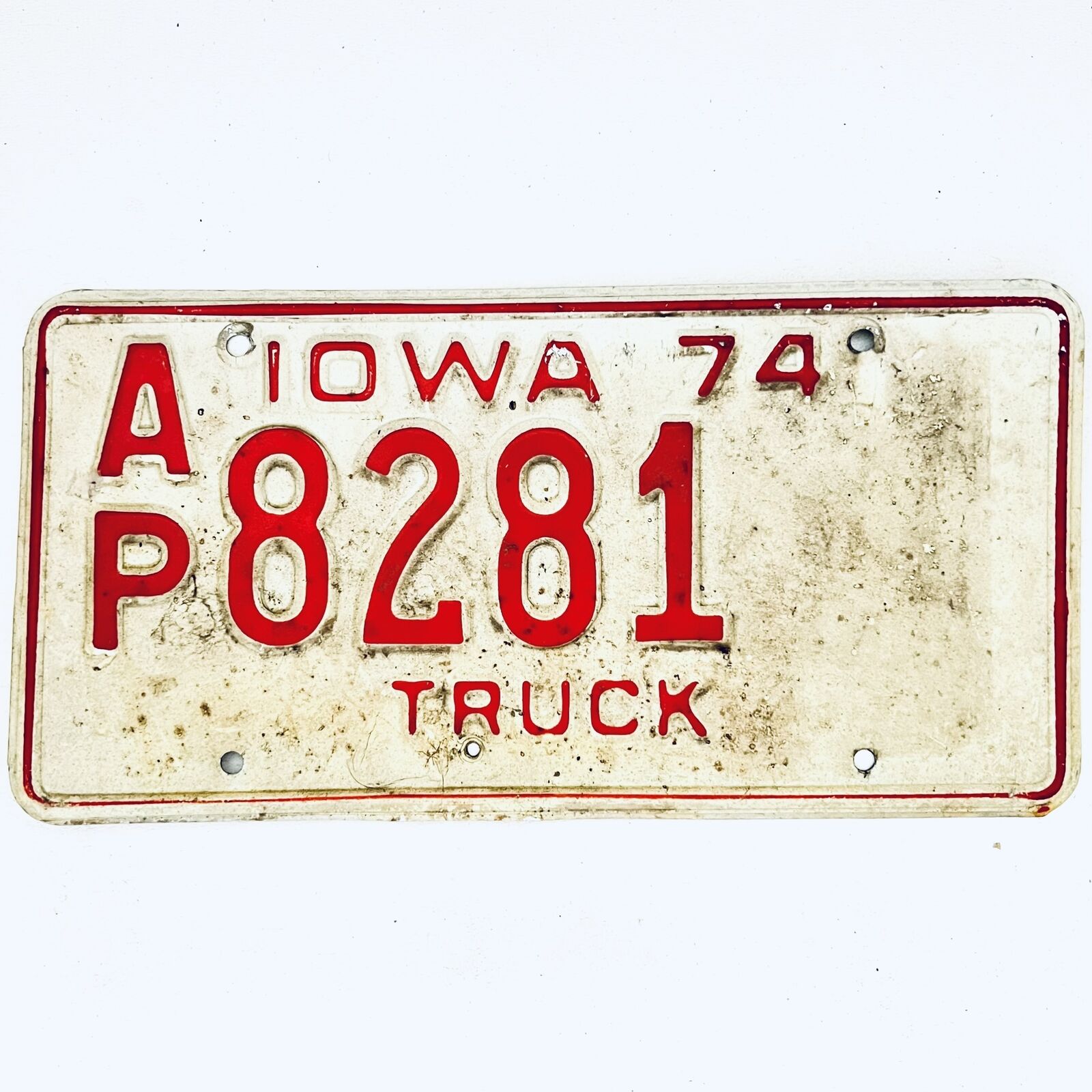 1974 United States Iowa Base Truck License Plate AP 8281