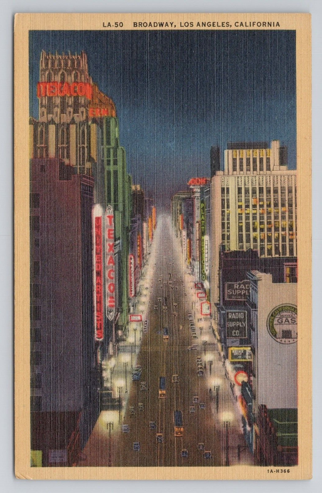 Broadway Los Angeles California Linen Postcard No 5666