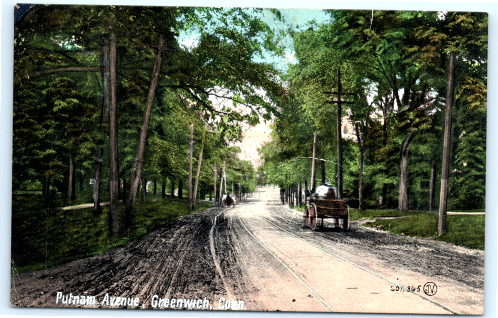 Greenwich Connecticut Putnam Ave Wagons Postcard Vintage