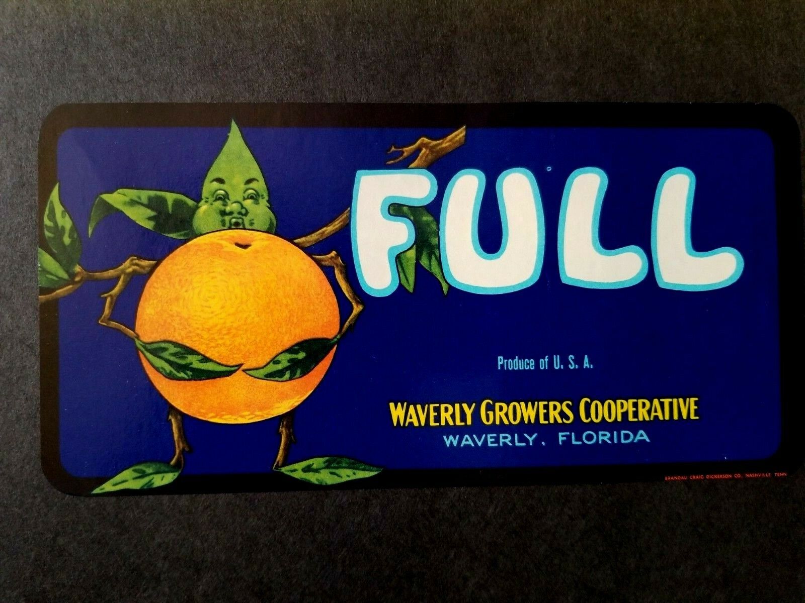 1950\'s Full Orange Crate Label.  Waverly Growers, Waverly, FL. 4.5\