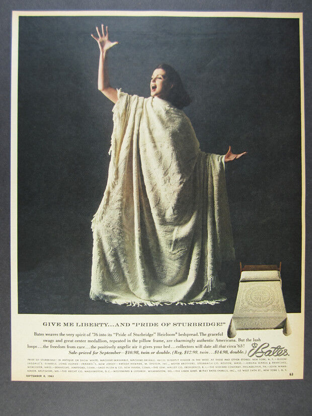 1963 Bates Pride of Sturbridge Heirloom Bedspread photo vintage print Ad