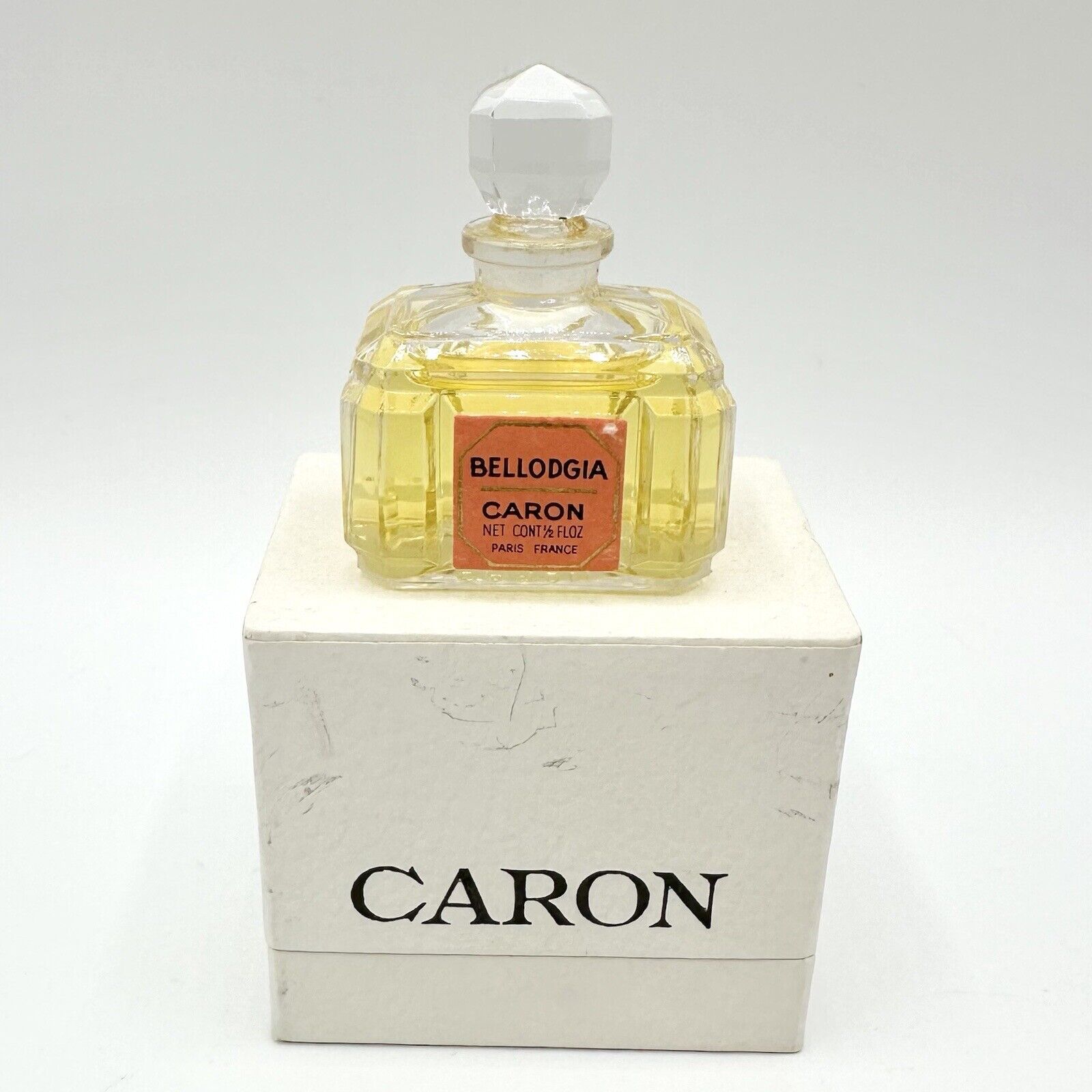 RARE Full Vintage Bellodgia Caron Perfume In Box Parfum Paris France 1/2 Oz