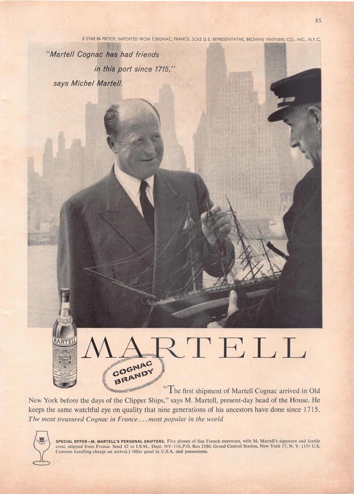 Michel Martell Cognac Brandy Vintage Magazine Print Ad