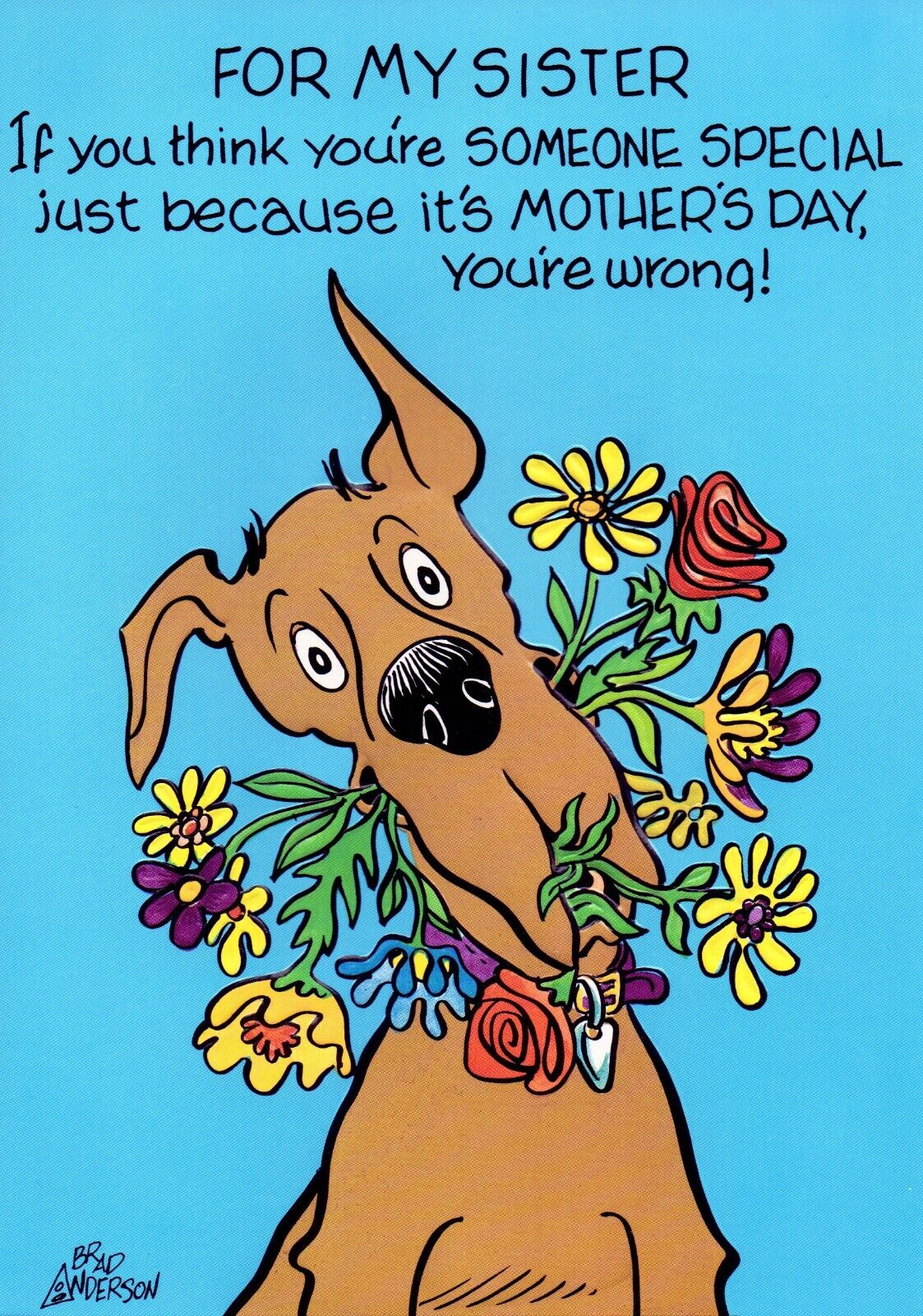 Funny Vtg MOTHER\'S DAY Card FOR SISTER, Dog Marmaduke 1992 Gibson Greetings + ✉