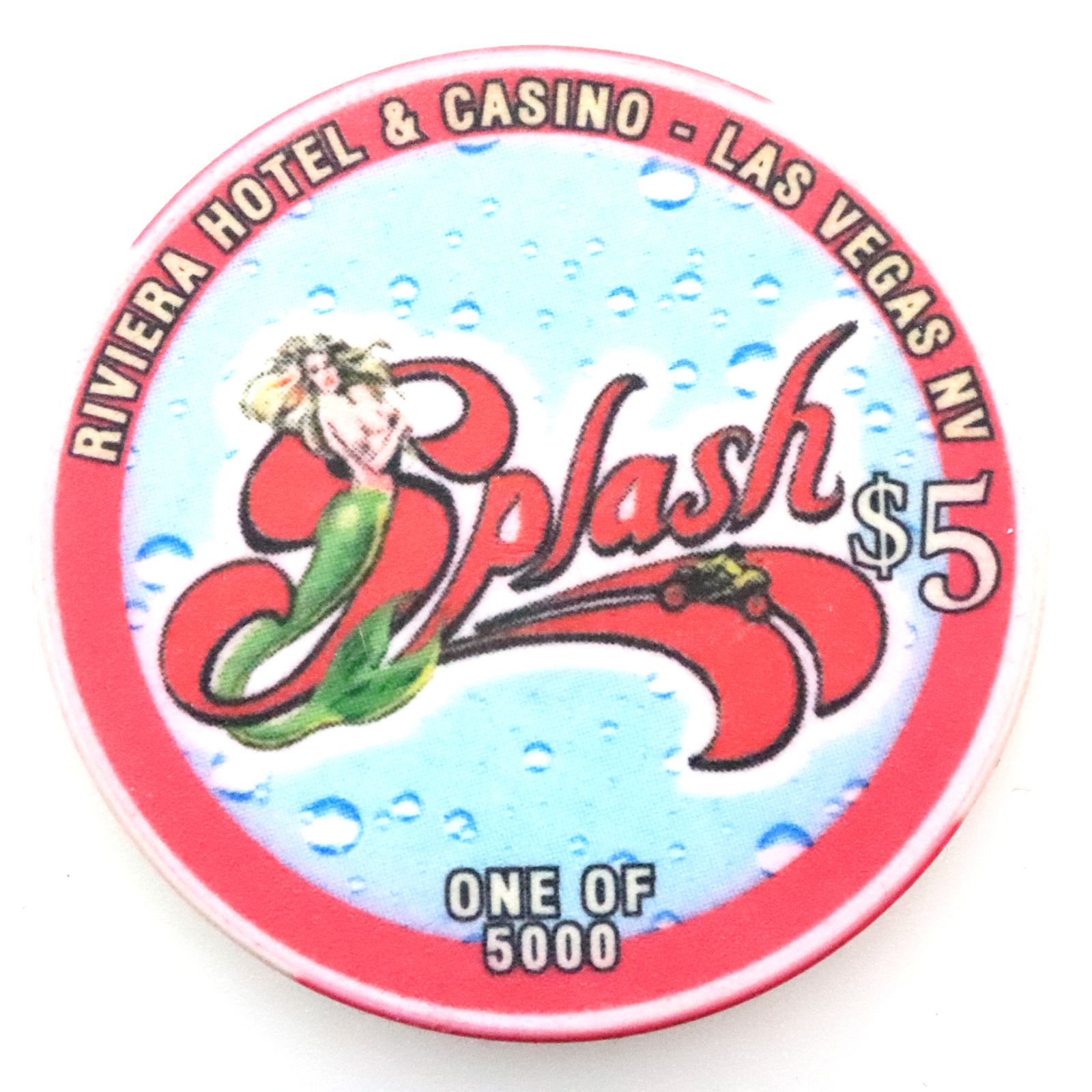 Riviera Hotel/Casino  - Las Vegas   - $5 Chip - Splash - 1999
