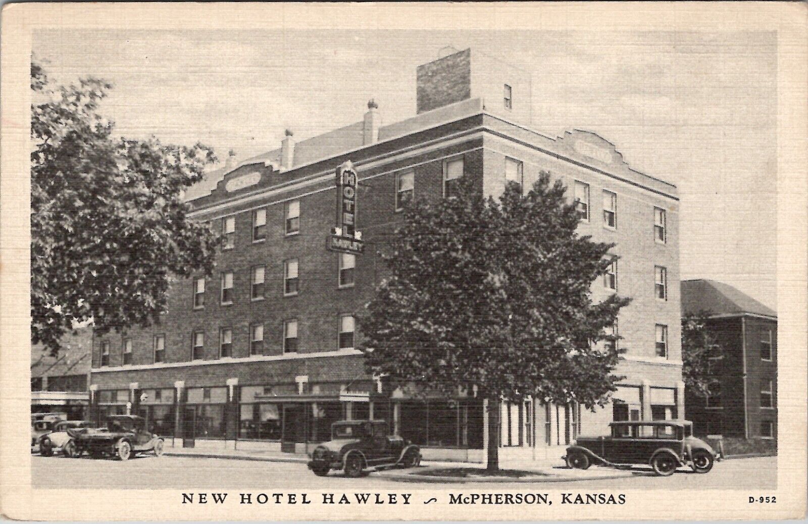 McPherson KS New Hotel Hawley Kansas Postcard A23