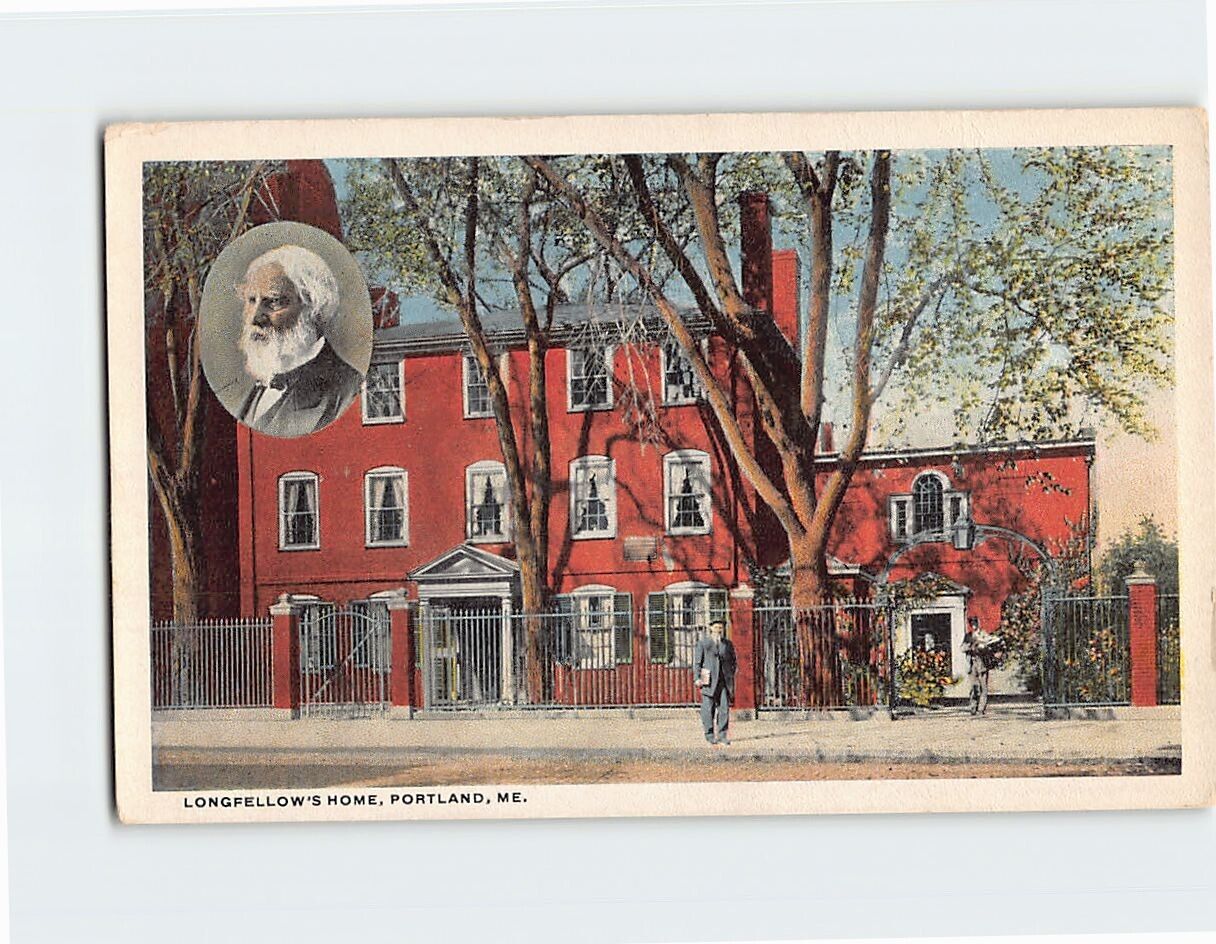 Postcard Longfellow's Home Portland Maine USA