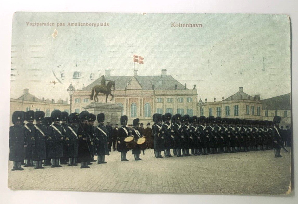 Kobenhavn Denmark Copenhagen Guard Parade Amalienborgplada c1921 Postcard