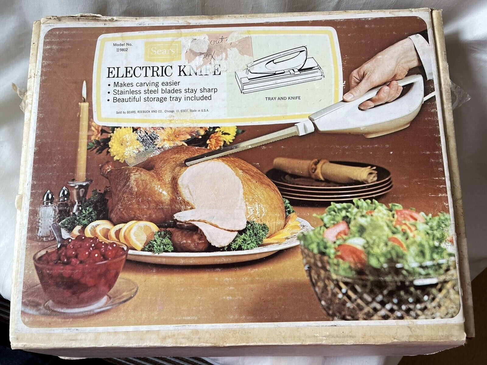 Sears Electric Knife with Storage Tray Vintage