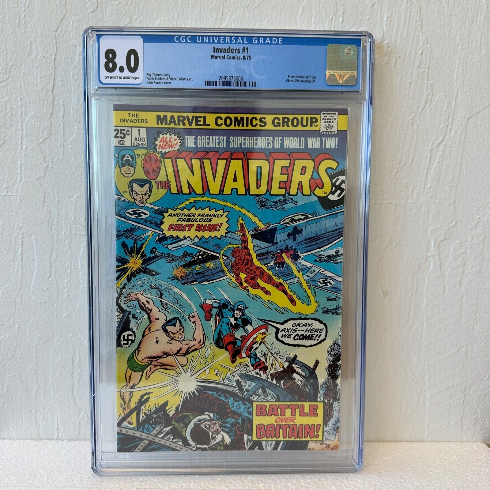 INVADERS # 1 CGC 8.0  Captain America Human Torch Namor WW II cover