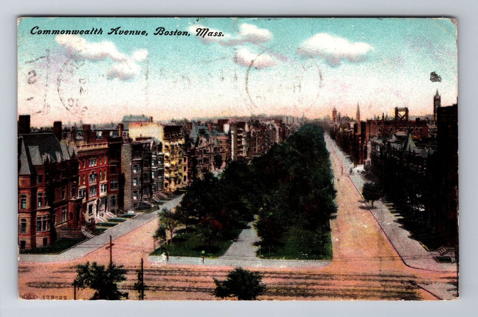 Boston MA-Massachusetts, Commonwealth Avenue, Antique Vintage c1910 Postcard