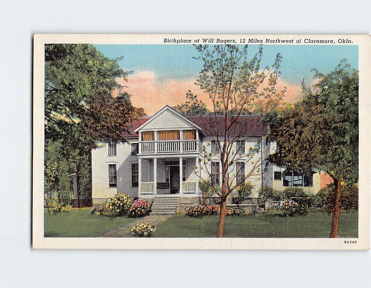 Postcard Birthplace of Will Rogers 12 Miles Northwest of Claremore Oklahoma USA