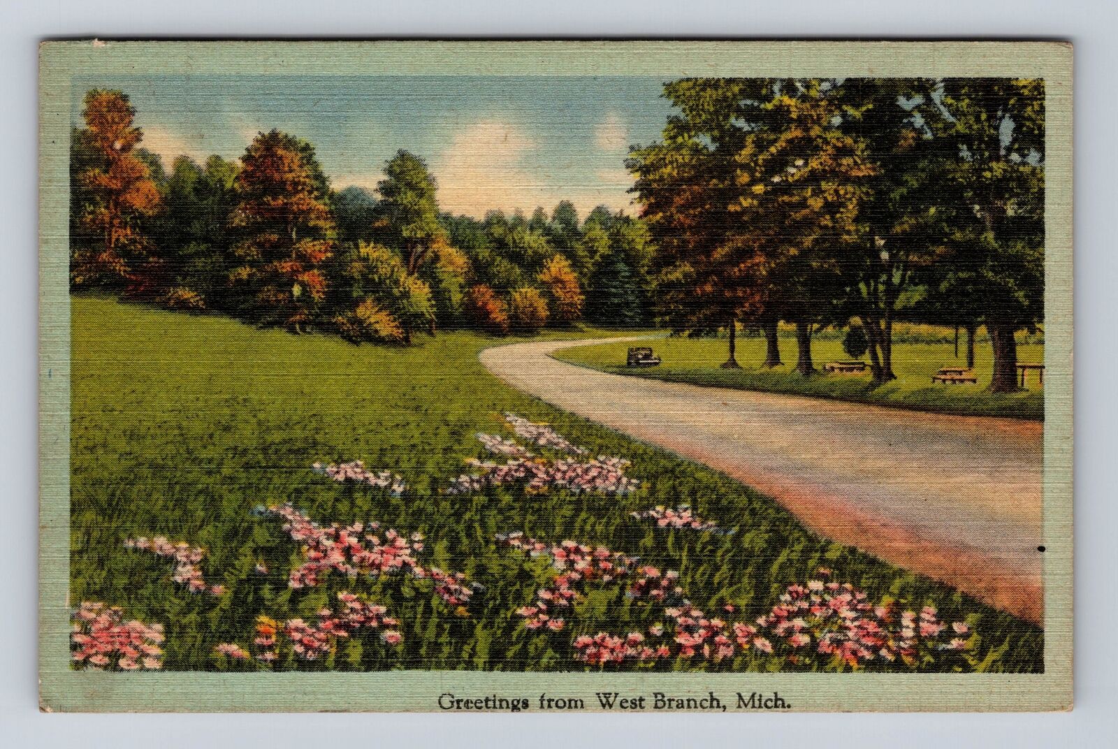 West Branch MI-Michigan, General Greetings Road View, Vintage c1946 Postcard