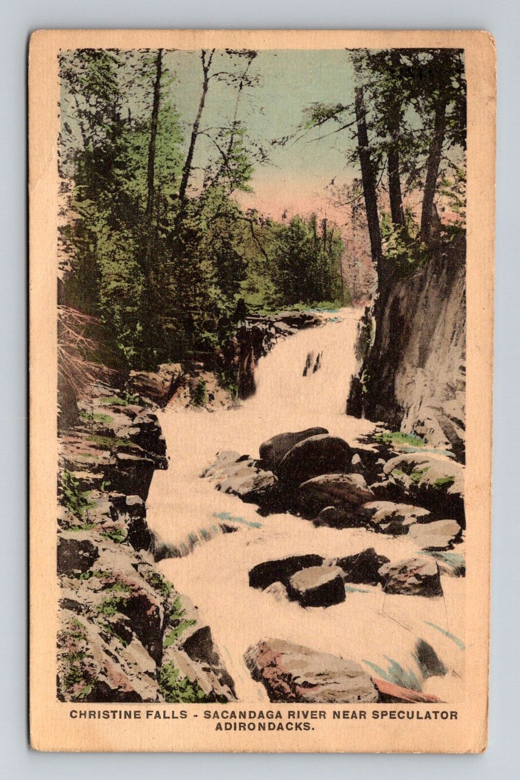 Speculator NY-New York, Christine Falls, Sacandaga River, c1925 Vintage Postcard