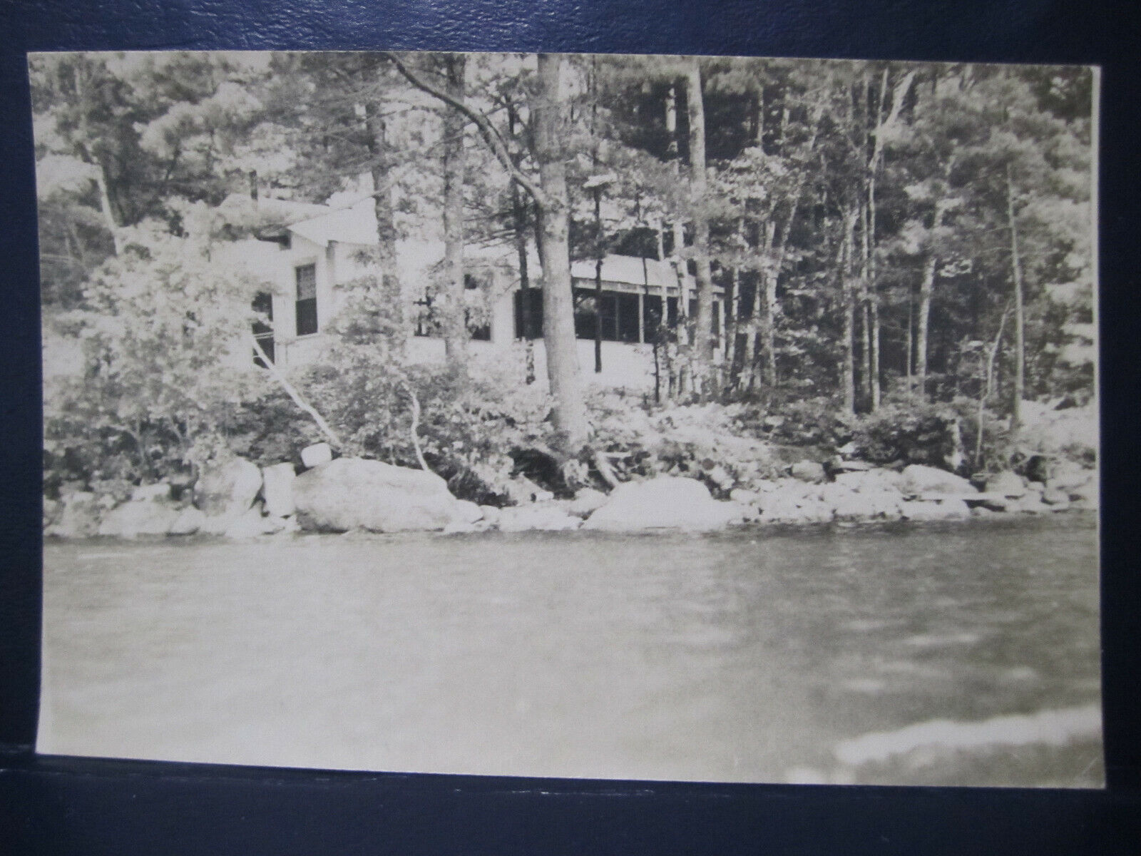 HOUSE FROM RIVER OR LAKE REAL PHOTO POSTCARD GRAY ME MAINE 1954 RPPC